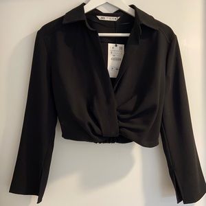 Black Zara crop blouse